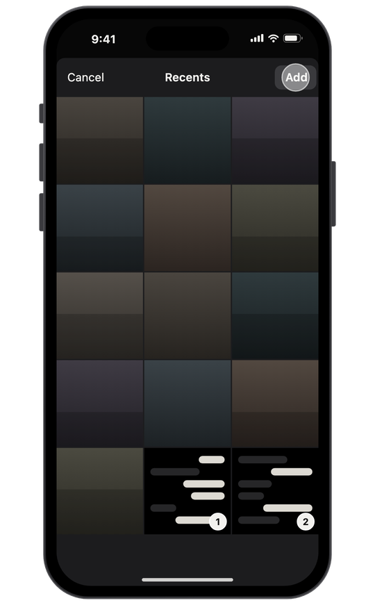In Vermilleon, select the screenshots in order